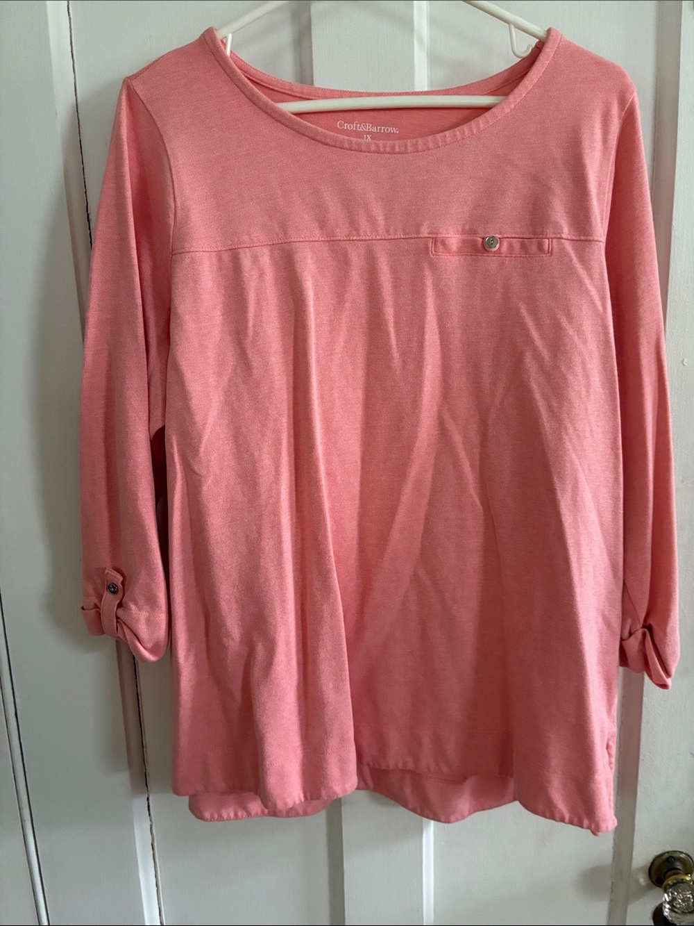 croft & barrow Coral Pink Roll-Sleeve Tunic Top
